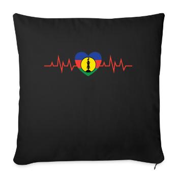 cadeau design kanak drapeau Nouvelle Calédonie - Housse de coussin décorative 45 x 45 cm - noir - Devant