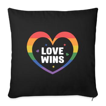 LGBTQ Pride Month - Love Wins - Sofa pillowcase 17,3'' x 17,3'' (45 x 45 cm) - black - Front