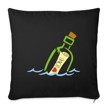 A bottle in the sea - Sofa pillowcase 17,3'' x 17,3'' (45 x 45 cm) - black - Front