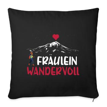 Wandern Watzmann Herz Berge Gebirge Wandervoll - Sofakissenbezug 45 x 45 cm - Schwarz - Vorne