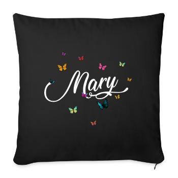 MARY - Girl's name with colorful butterflies - Sofa pillowcase 17,3'' x 17,3'' (45 x 45 cm) - black - Front