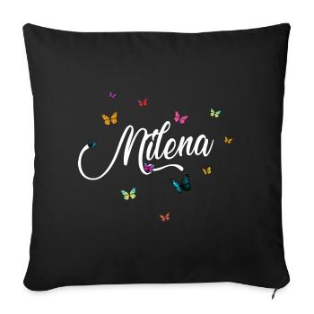 MILENA - Girl's name with colorful butterflies - Sofa pillowcase 17,3'' x 17,3'' (45 x 45 cm) - black - Front