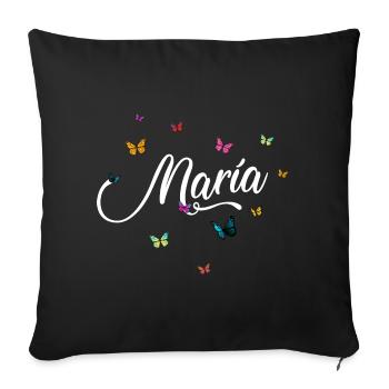 MARÍA - Prénom de fille avec des papillons colorés - Housse de coussin décorative 45 x 45 cm - noir - Devant