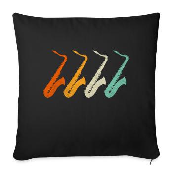 Sax saxophone saxophone - Sofa pillowcase 17,3'' x 17,3'' (45 x 45 cm) - black - Front