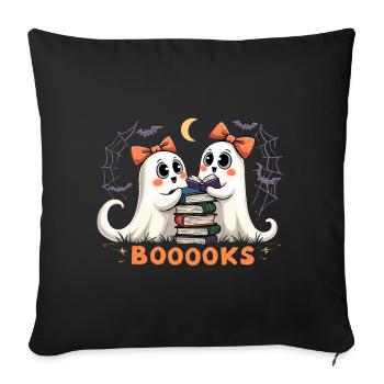 Cute Ghosts Reading Books - Halloween Fun - Sofa pillowcase 17,3'' x 17,3'' (45 x 45 cm) - black - Front