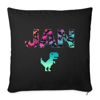 JAN - Beautiful boy name with dinosaur - Sofa pillowcase 17,3'' x 17,3'' (45 x 45 cm) - black - Front