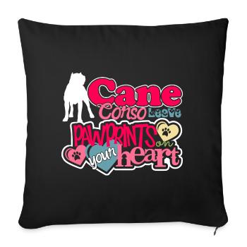 Love Cane Corso Pawprints On Your Heart - Sofa pillowcase 17,3'' x 17,3'' (45 x 45 cm) - black - Front