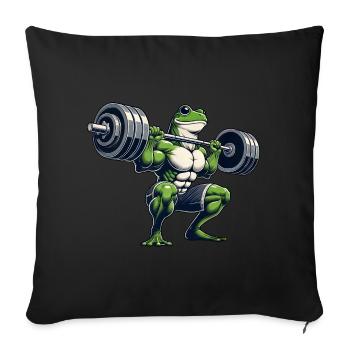 Frog with barbell fitness workout - Sofa pillowcase 17,3'' x 17,3'' (45 x 45 cm) - black - Front