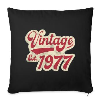Vintage Est 1977 - Housse de coussin décorative 45 x 45 cm - noir - Devant