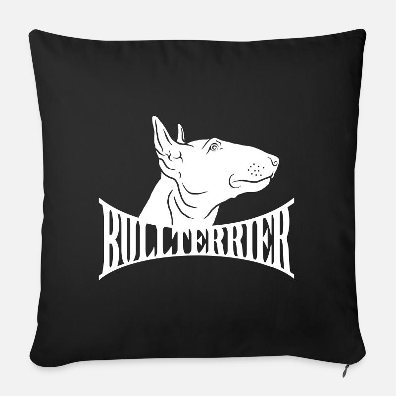 Bullterrier Kopf mit Schriftzug - Sofakissenbezug 45 x 45 cm - Schwarz