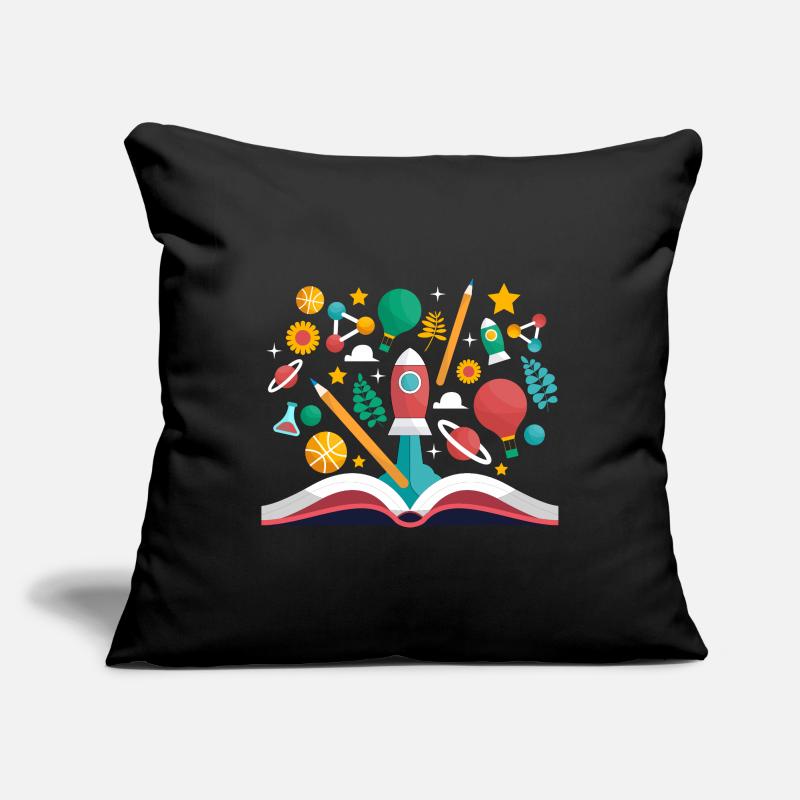 Open Book with School Objects, Learning and Educat Sofa pillowcase 17,3'' x 17,3'' (45 x 45 cm)