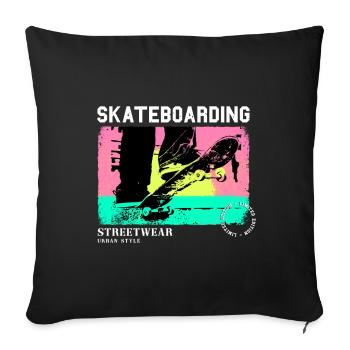 Skateboarding Skate Skater Skateboard Sk8 Vintage - Sofa pillowcase 17,3'' x 17,3'' (45 x 45 cm) - black - Front