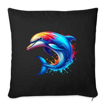 Dauphin - Housse de coussin décorative 45 x 45 cm - noir - Devant