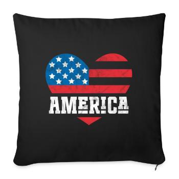 America Flag Heart - Sofa pillowcase 17,3'' x 17,3'' (45 x 45 cm) - black - Front