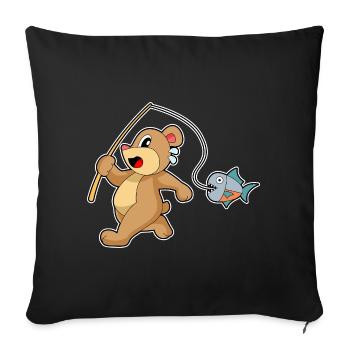 Pêche au poisson pêcheur à l’ours - Housse de coussin décorative 45 x 45 cm - noir - Devant