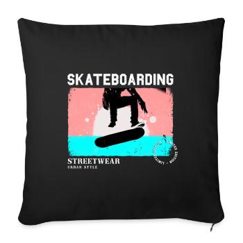 Skateboarding Skate Skater Skateboard Sk8 Vintage - Sofa pillowcase 17,3'' x 17,3'' (45 x 45 cm) - black - Front