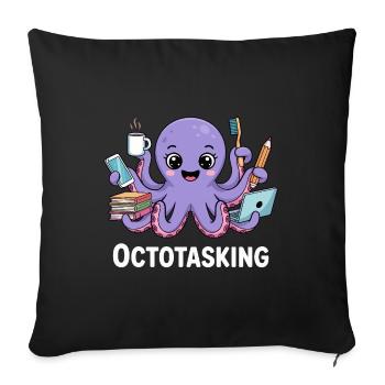 Octotasking octopus en mode multitâche - Housse de coussin décorative 45 x 45 cm - noir - Devant