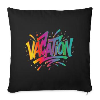 Lettrage VACATION – Graffiti coloré dans le style estival - Housse de coussin décorative 45 x 45 cm - noir - Devant