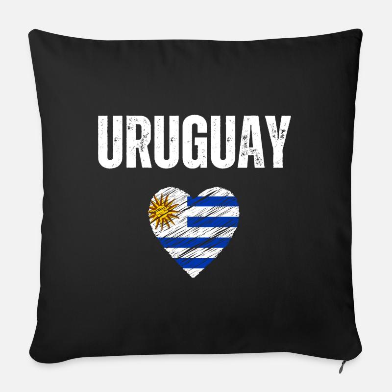 J’adore l’Uruguay, drapeau de l’Uruguay - Housse de coussin décorative 45 x 45 cm - noir