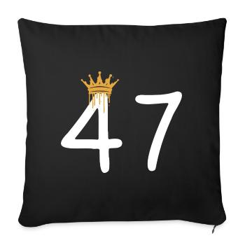 Couronne dorée sur le motif du numéro 47 - Housse de coussin décorative 45 x 45 cm - noir - Devant