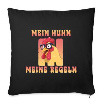Funny chicken with glasses - My chicken, my rules - Sofa pillowcase 17,3'' x 17,3'' (45 x 45 cm) - black - Front