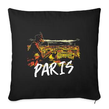 Paris Illustration with Gargoyle - Sofa pillowcase 17,3'' x 17,3'' (45 x 45 cm) - black - Front