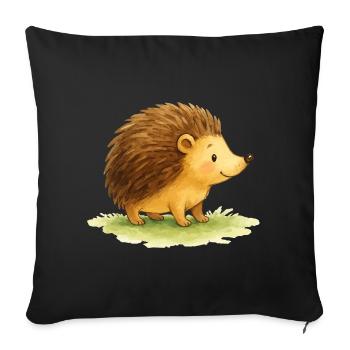 Bande dessinée hérisson - Housse de coussin décorative 45 x 45 cm - noir - Devant