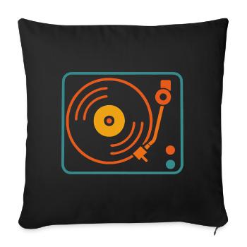 Analog Music Vinyl Record Player Retro - Sofa pillowcase 17,3'' x 17,3'' (45 x 45 cm) - black - Front