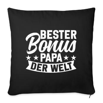 Meilleur papa bonus du monde - Housse de coussin décorative 45 x 45 cm - noir - Devant