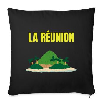 T-shirt île La Réunion tropicale - Housse de coussin décorative 45 x 45 cm - noir - Devant