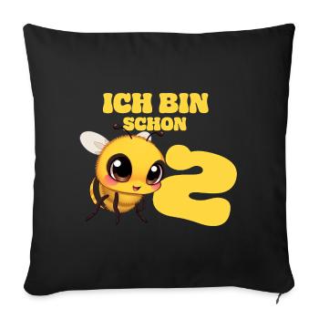 Abeille - J’ai déjà 2 ans - Housse de coussin décorative 45 x 45 cm - noir - Devant