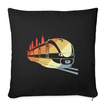Croquis de chemin de fer vintage - Housse de coussin décorative 45 x 45 cm - noir - Devant