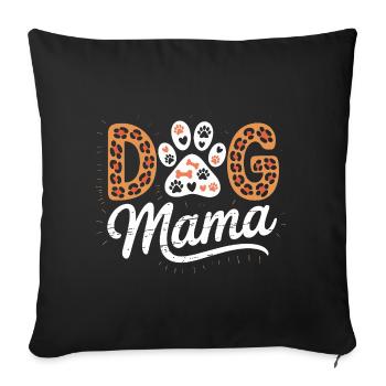 chiens, maman, patte d’amour, amoureux des animaux - Housse de coussin décorative 45 x 45 cm - noir - Devant