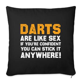 Witziges Darts Zitat Shirt - Sofakissenbezug 45 x 45 cm - Schwarz - Vorne