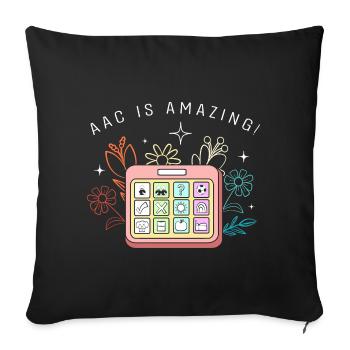 AAC Communication Sign Language SLP - Sofa pillowcase 17,3'' x 17,3'' (45 x 45 cm) - black - Front