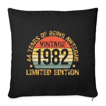 44th Birthday 44 Years Old Man Woman Vintage 1982 - Sofa pillowcase 17,3'' x 17,3'' (45 x 45 cm) - black - Front