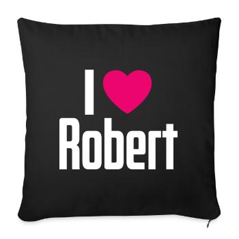 I Love Robert Pinkes Herz Ich liebe Robert - Sofakissenbezug 45 x 45 cm - Schwarz - Vorne