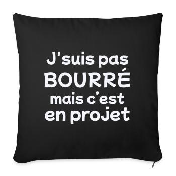ivre, ivresse, alcool, buveur - Housse de coussin décorative 45 x 45 cm - noir - Devant