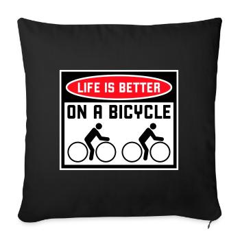 La vie est meilleure à vélo. Cyclisme Sport - Housse de coussin décorative 45 x 45 cm - noir - Devant