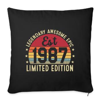 39th Anniversary 1987 Gift 39 Years, Vintage 1987 - Sofa pillowcase 17,3'' x 17,3'' (45 x 45 cm) - black - Front