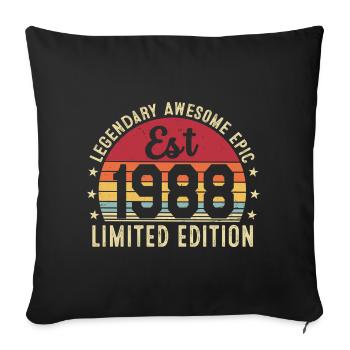 38th Anniversary 1988 Gift 38 Years, Vintage 1988 - Sofa pillowcase 17,3'' x 17,3'' (45 x 45 cm) - black - Front