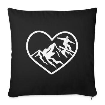 Heart, mountains and snowboarders - Sofa pillowcase 17,3'' x 17,3'' (45 x 45 cm) - black - Front