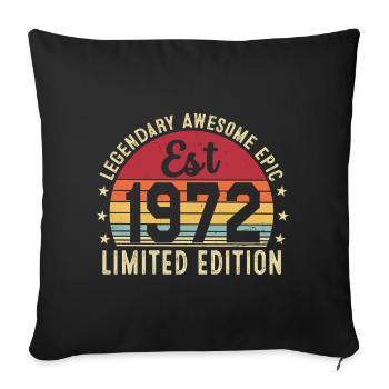 54th Anniversary - Vintage Gift 1972 - Sofa pillowcase 17,3'' x 17,3'' (45 x 45 cm) - black - Front