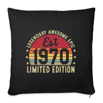 56th Anniversary - Vintage 1970's Gift - Sofa pillowcase 17,3'' x 17,3'' (45 x 45 cm) - black - Front