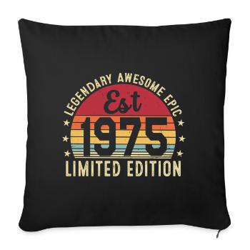 51st Anniversary - Vintage Gift 1975 - Sofa pillowcase 17,3'' x 17,3'' (45 x 45 cm) - black - Front
