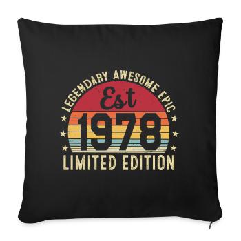 48th Anniversary - Vintage Gift 1978 - Sofa pillowcase 17,3'' x 17,3'' (45 x 45 cm) - black - Front