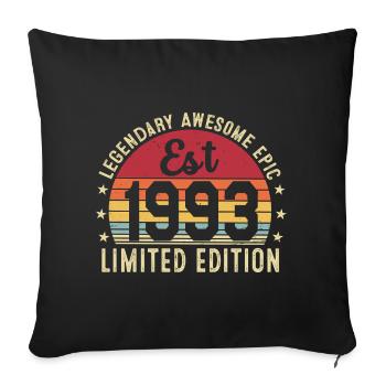 33rd Anniversary - Vintage Gift 1993 - Sofa pillowcase 17,3'' x 17,3'' (45 x 45 cm) - black - Front