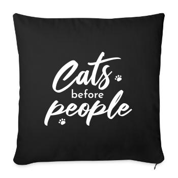 Les chats avant les humains – Chemise Cat Lover - Housse de coussin décorative 45 x 45 cm - noir - Devant