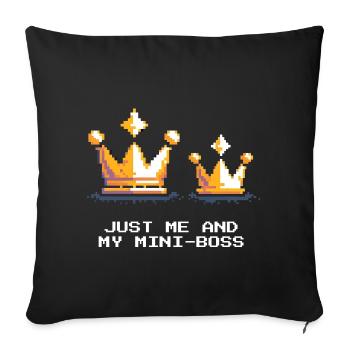 Nur ich & mein Miniboss | Papa Kind - Sofakissenbezug 45 x 45 cm - Schwarz - Vorne