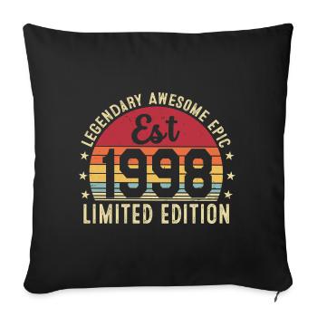 28th Anniversary - Vintage Gift 1998 - Sofa pillowcase 17,3'' x 17,3'' (45 x 45 cm) - black - Front